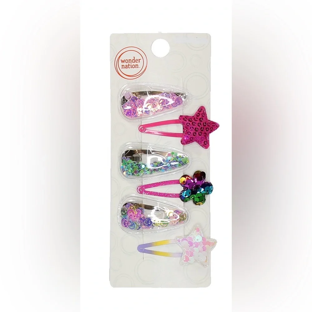 🔴 3/$12 Wonder Nation Colorful 6-Piece Hair Clips‎ Set! NEW!
